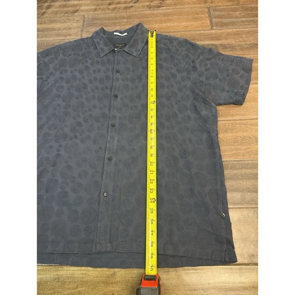 Ted Baker Textured Button Up Shirt Relaxed Short Sleeve‎ | Navy | Size 6 XXL